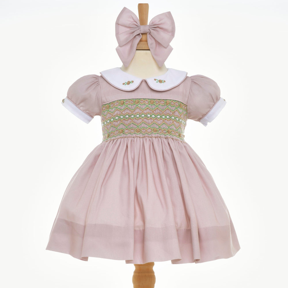 girls camel smocked dress