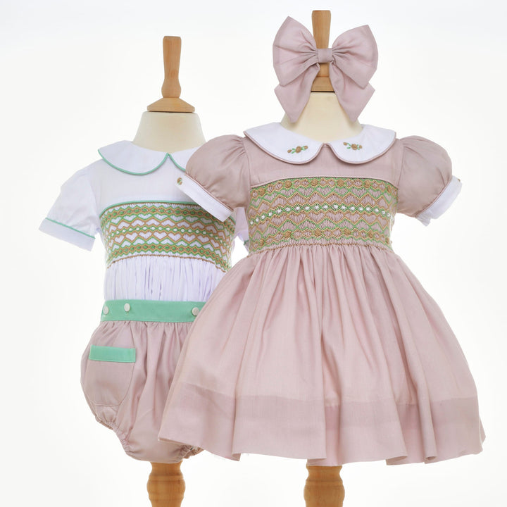 matching smocked buster and dress