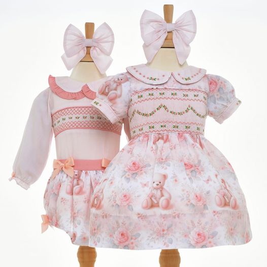 girls matching floral teddy peach buster and dress