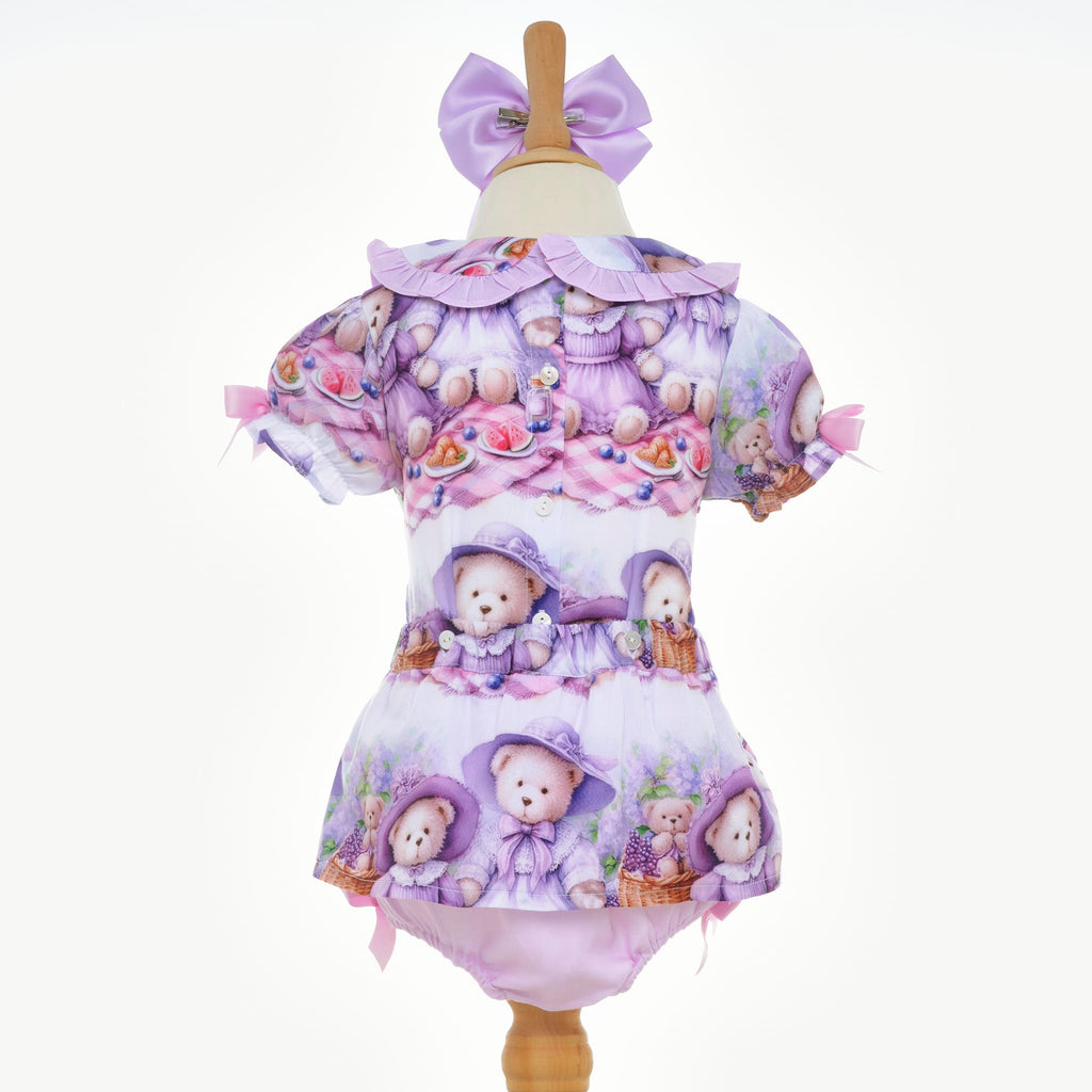 lilac smocked teddy buster