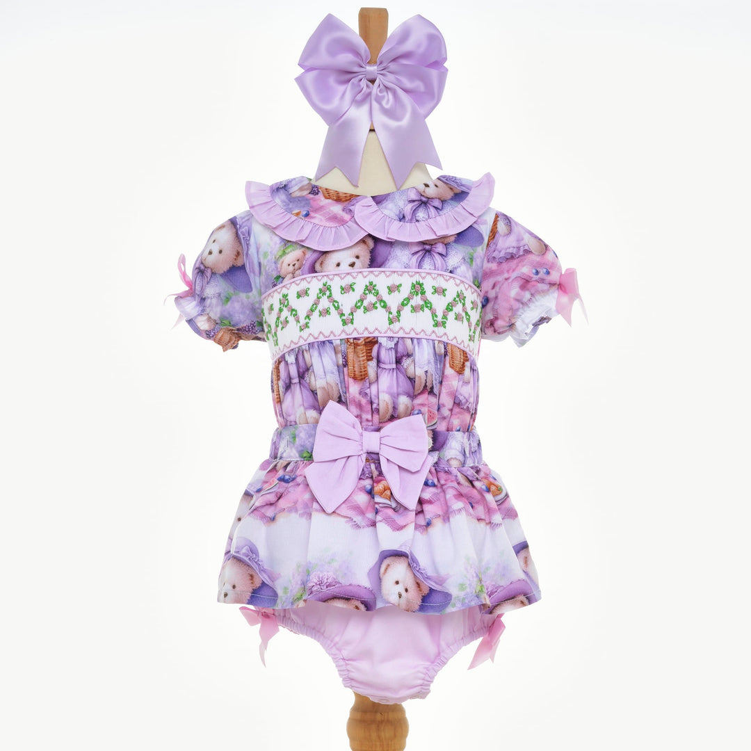 girls smocked teddy bear picnic buster