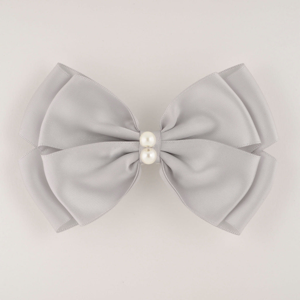 Ocean Baby Pearl Embellished Bow - Grey