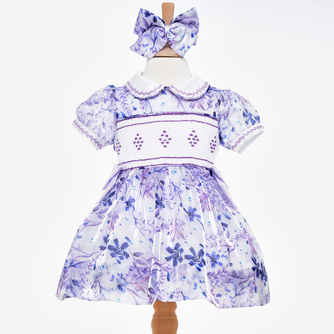 smocked lilac dress