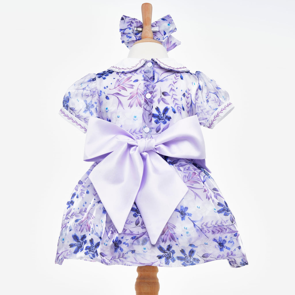 smocked lilac baby girl dress