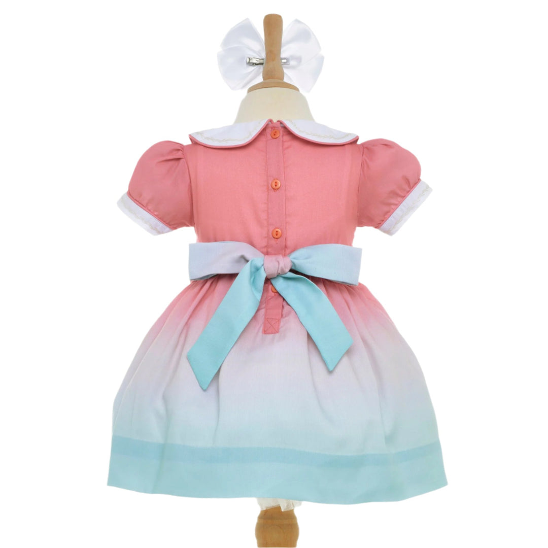 baby girls peach and mint smocked dress