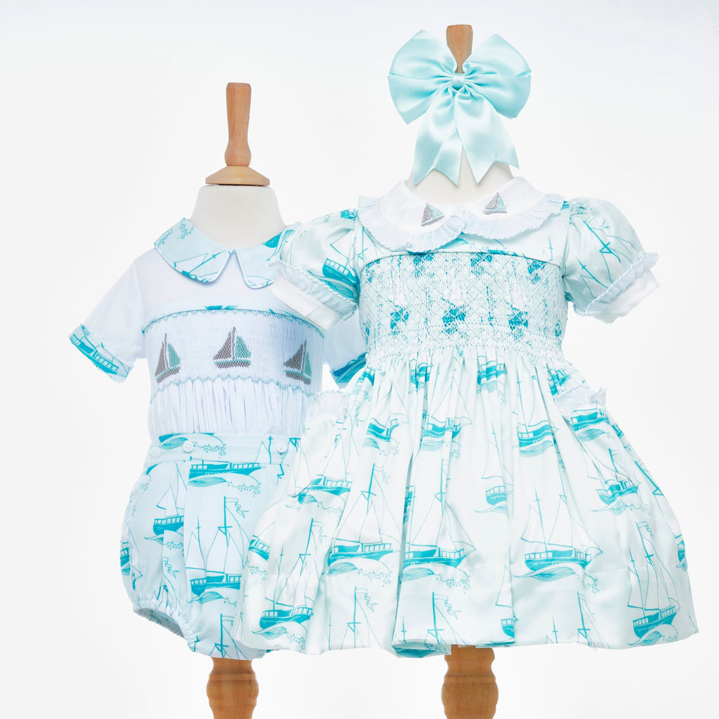 matching mint nautical smocked outfits