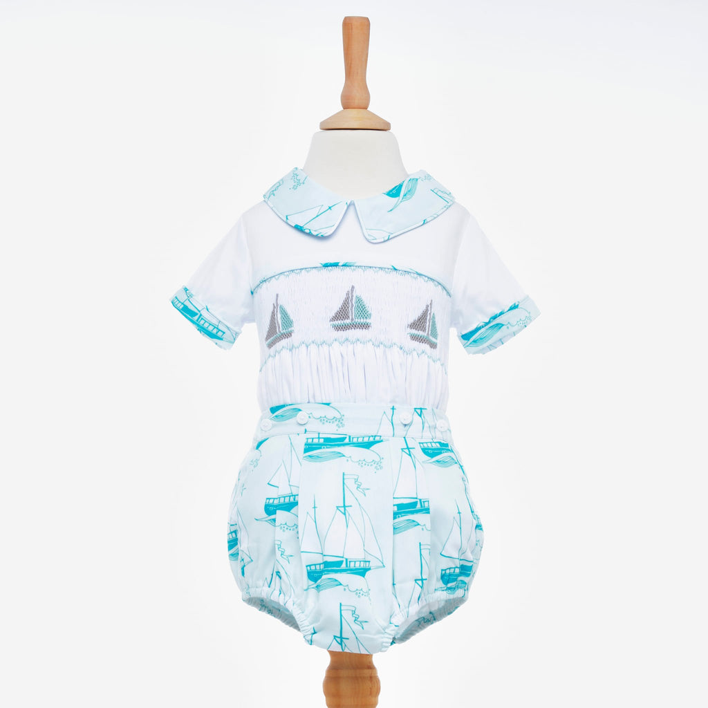 mint nautical smocked boys outfit
