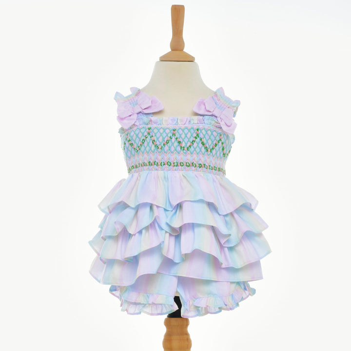 smocked multicoloured short set