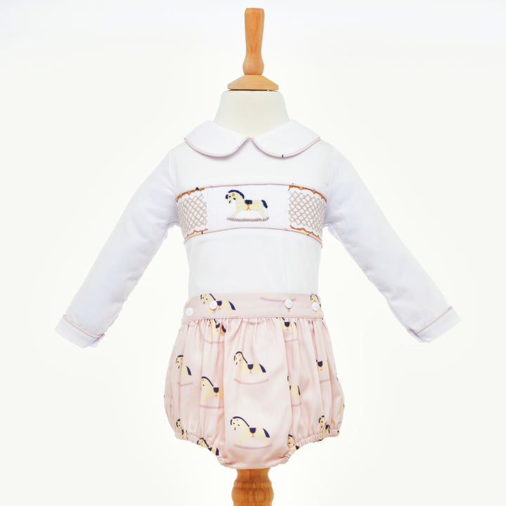 Ocean Baby Boys Camel Rocking Horse Smocked Buster Suit Set (NB-3Yrs)