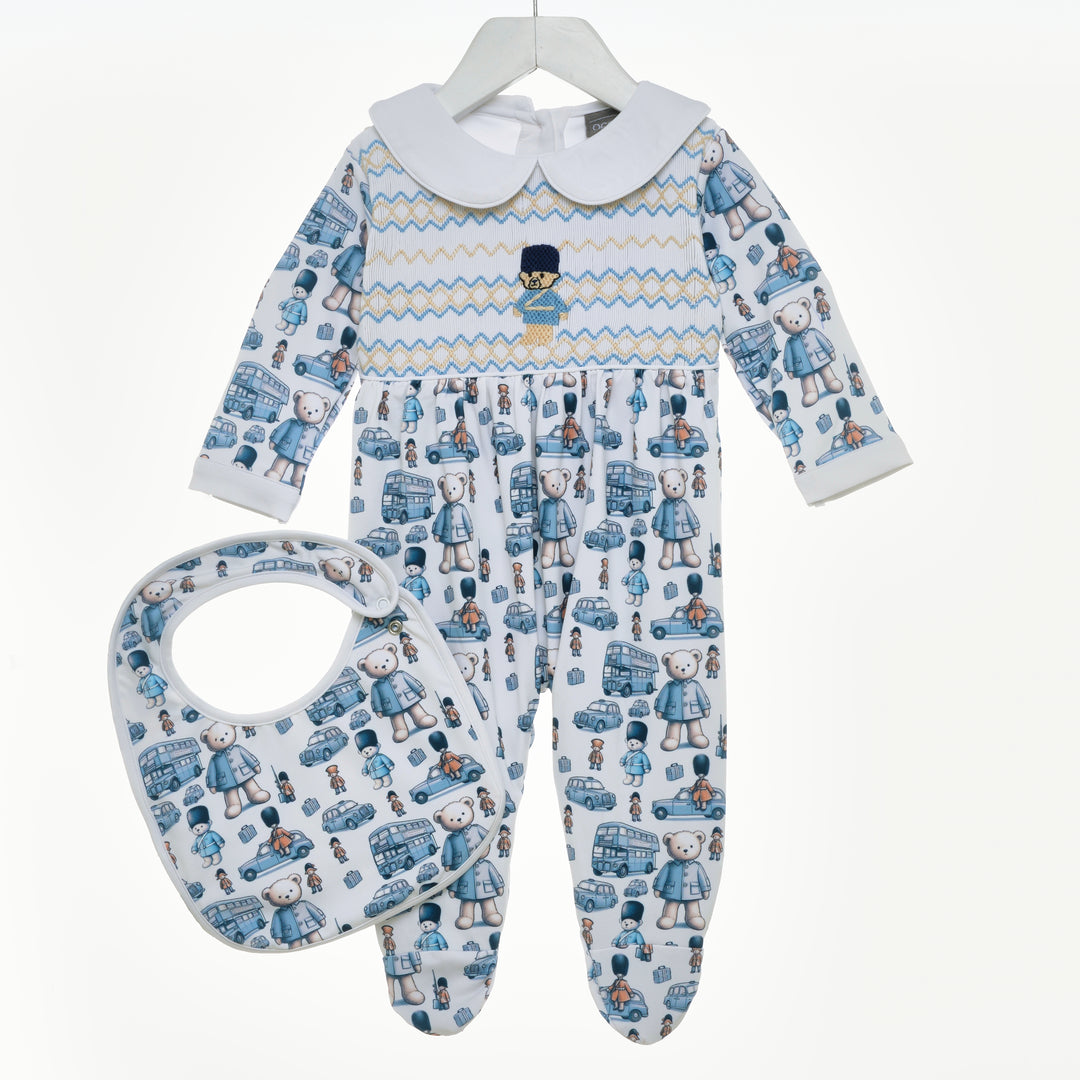 Ocean Baby Boys Smocked Soldier Bear Sleepsuit Set (NB-18M)