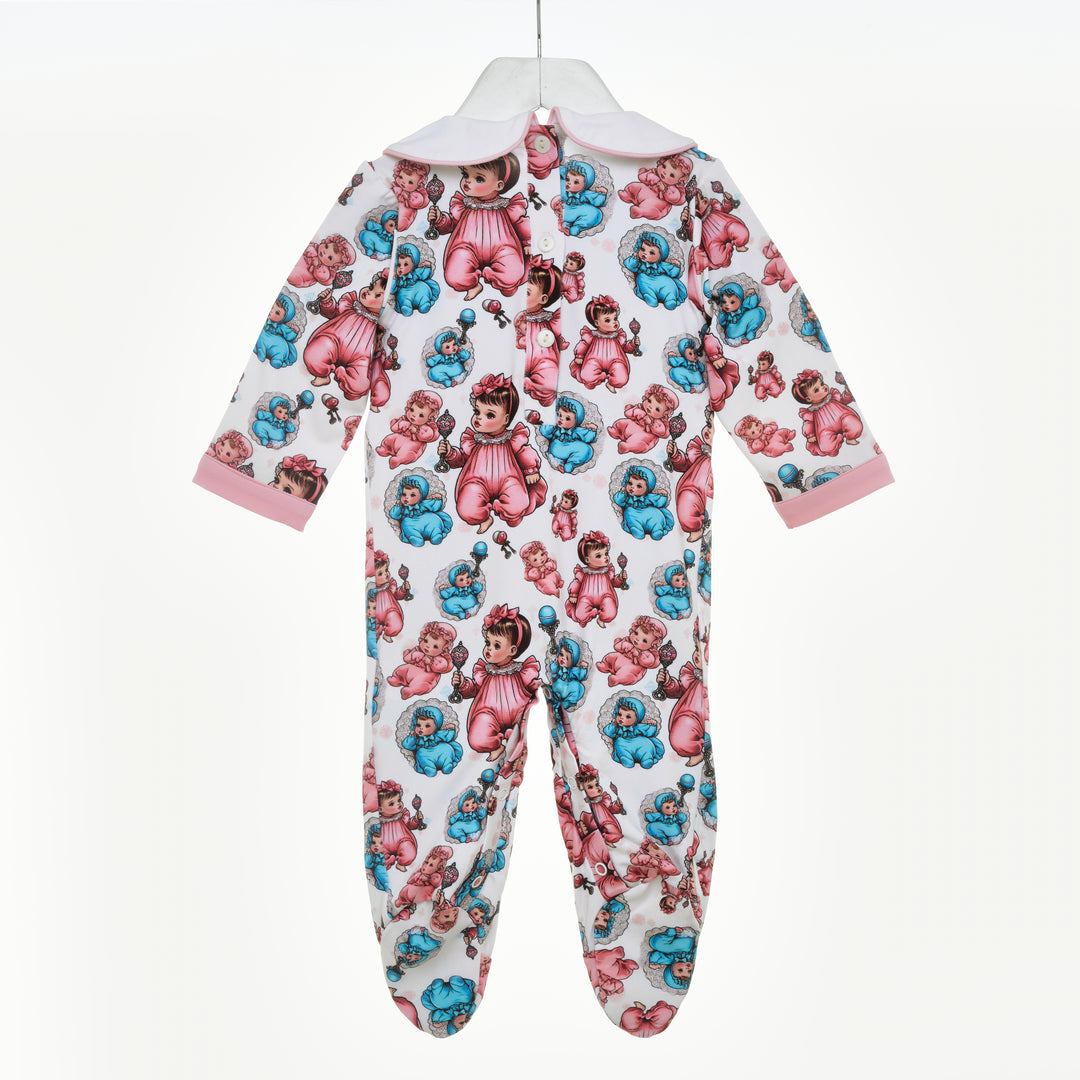 baby girls sleepsuit smocked babygrow