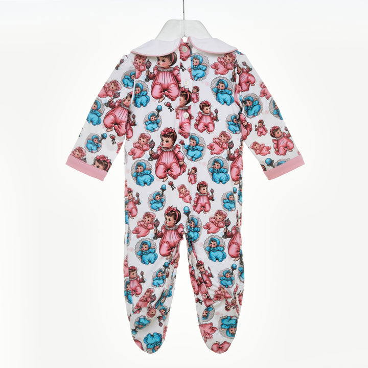 baby girls sleepsuit smocked babygrow