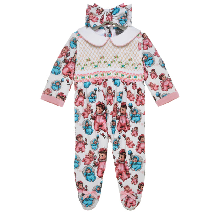 girls smocked sleepsuit smocked babygrow