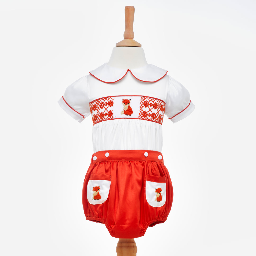 Ocean Baby Boys PocketFox Smocked Outfit Burnt Orange (NB-3Yrs)