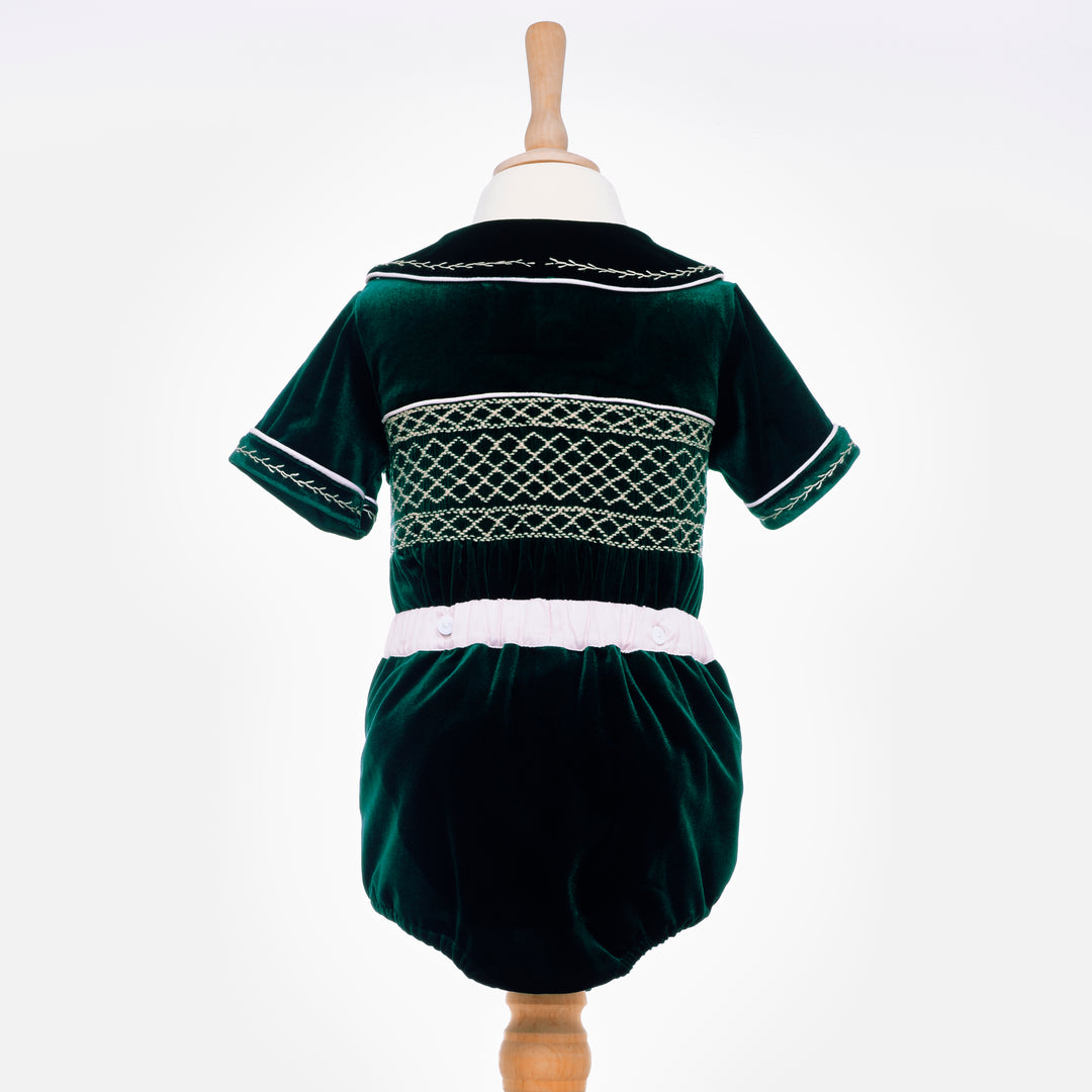 smocked boys outfit emerald baby suit