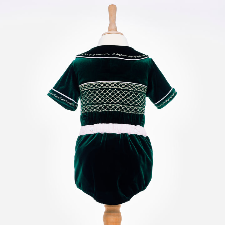 smocked boys outfit emerald baby suit