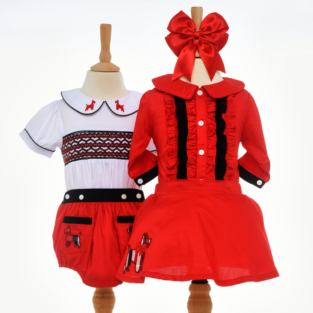 matching red christmas girls boys outfit