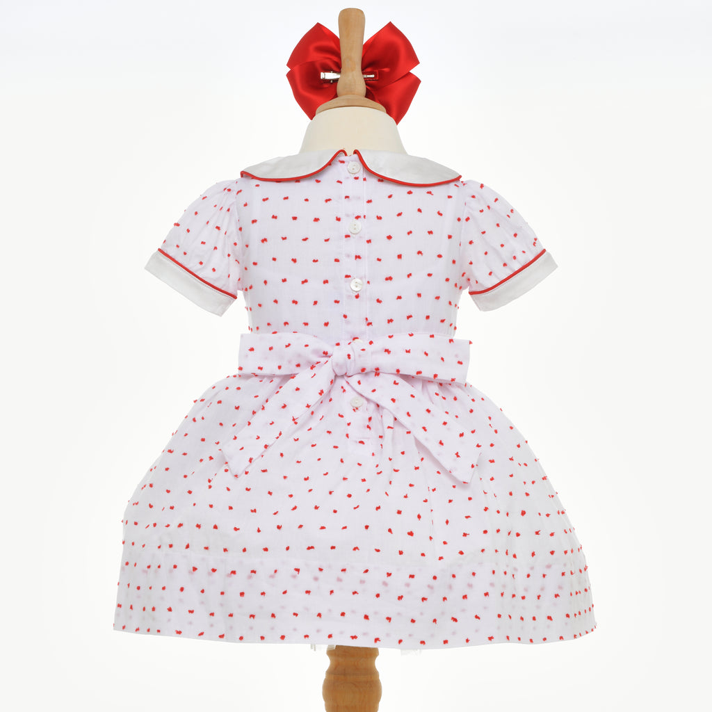 girls red swiss dot dress