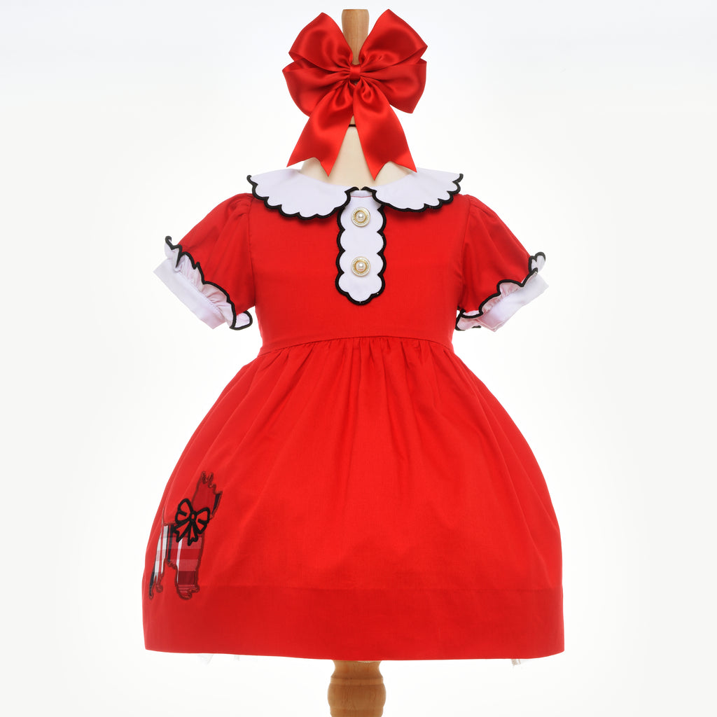 girls red scotty dog dress