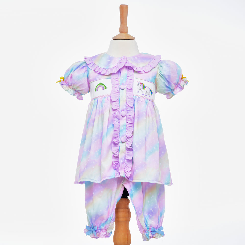 smocked unicorn pjs girls pjs 