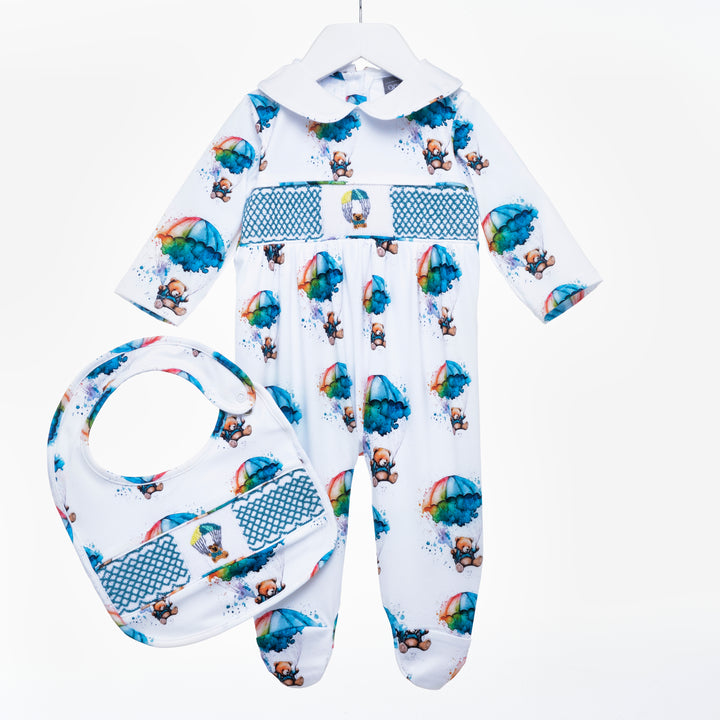 boys smocked sleepsuit boys smocked babygrow