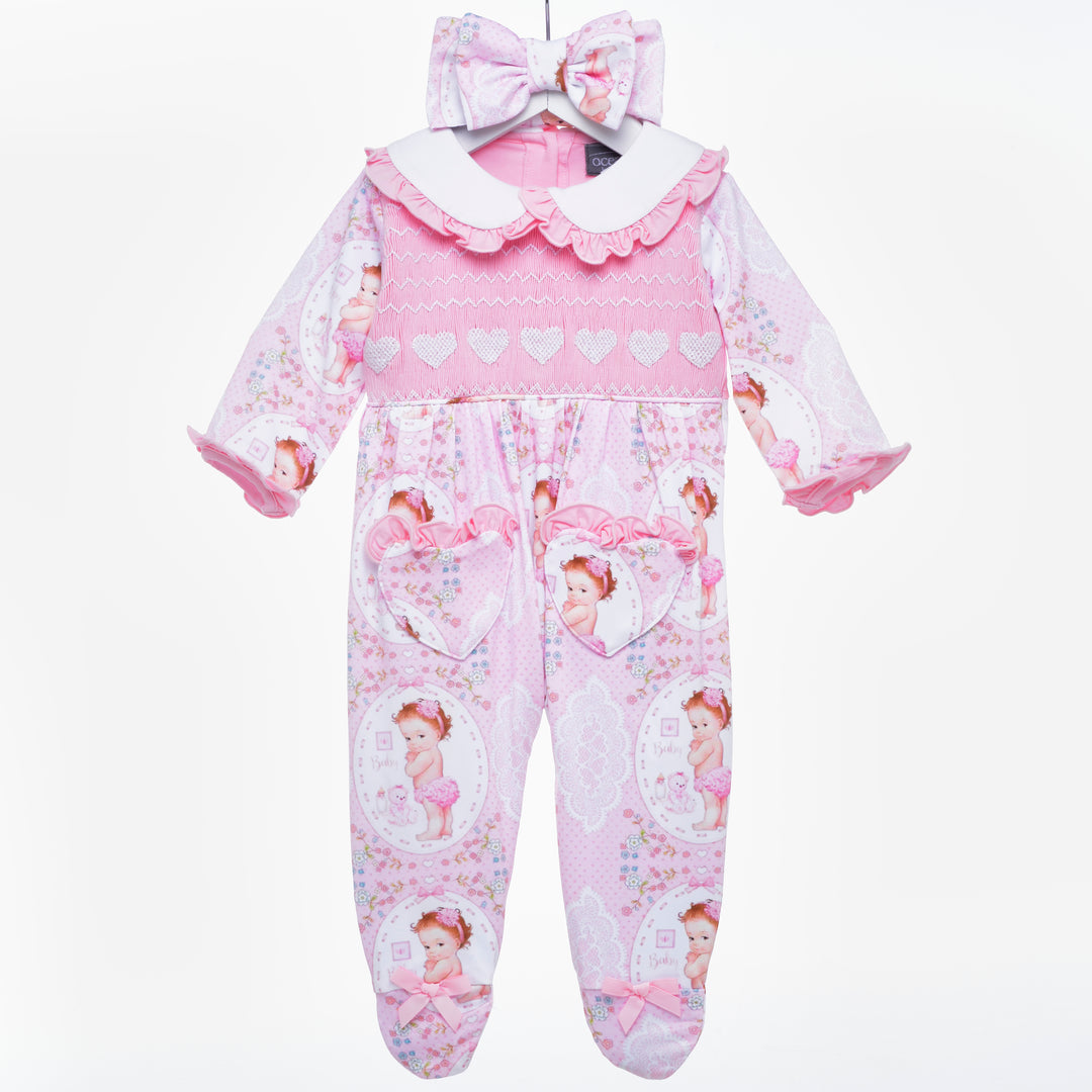 girls smocked sleepsuit baby girls smocked onesie