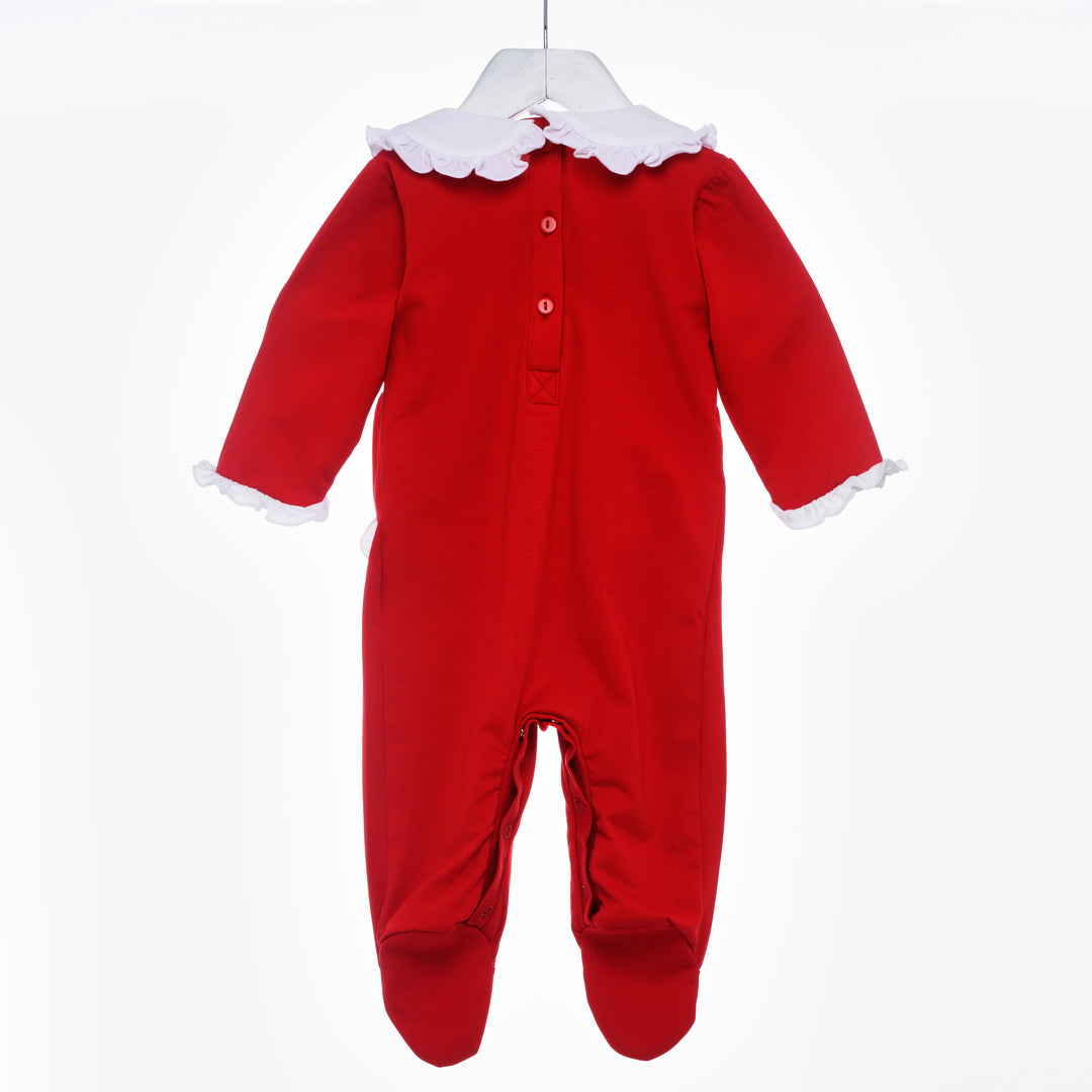 baby girls red christmas sleepsuit