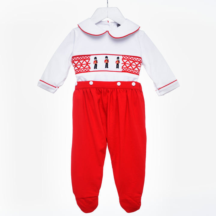 baby boys smocked sleepsuit