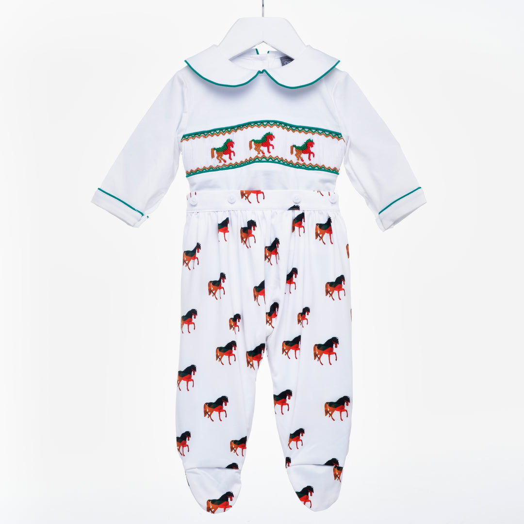 baby boys smocked sleepsuit