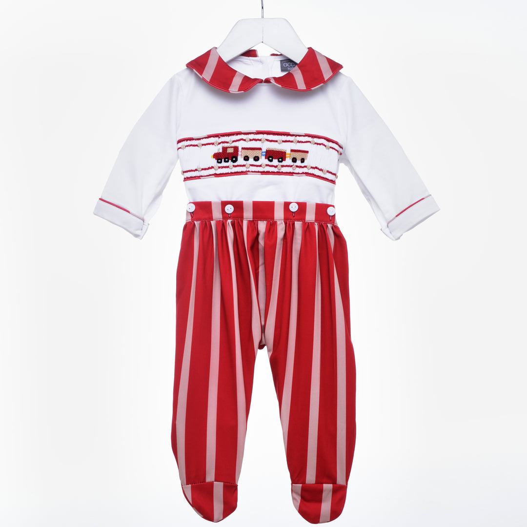 smocked boys babygrow smocked sleepsuit