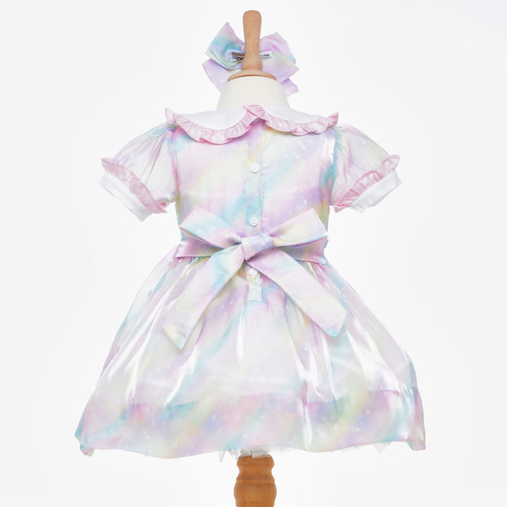 girls smocked unicorn dress smocked baby organza dress