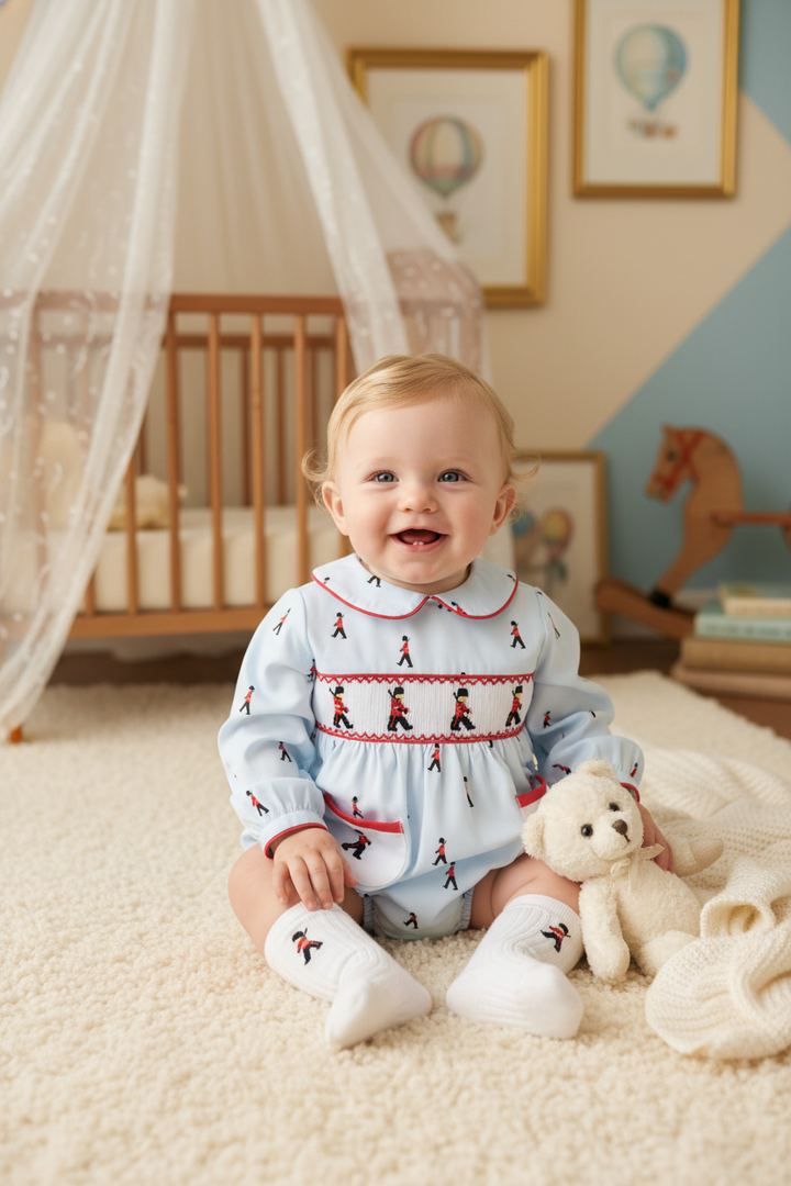 Ocean Baby Boys London Soldier Smocked Bubble Suit Set (NB-2Yrs)