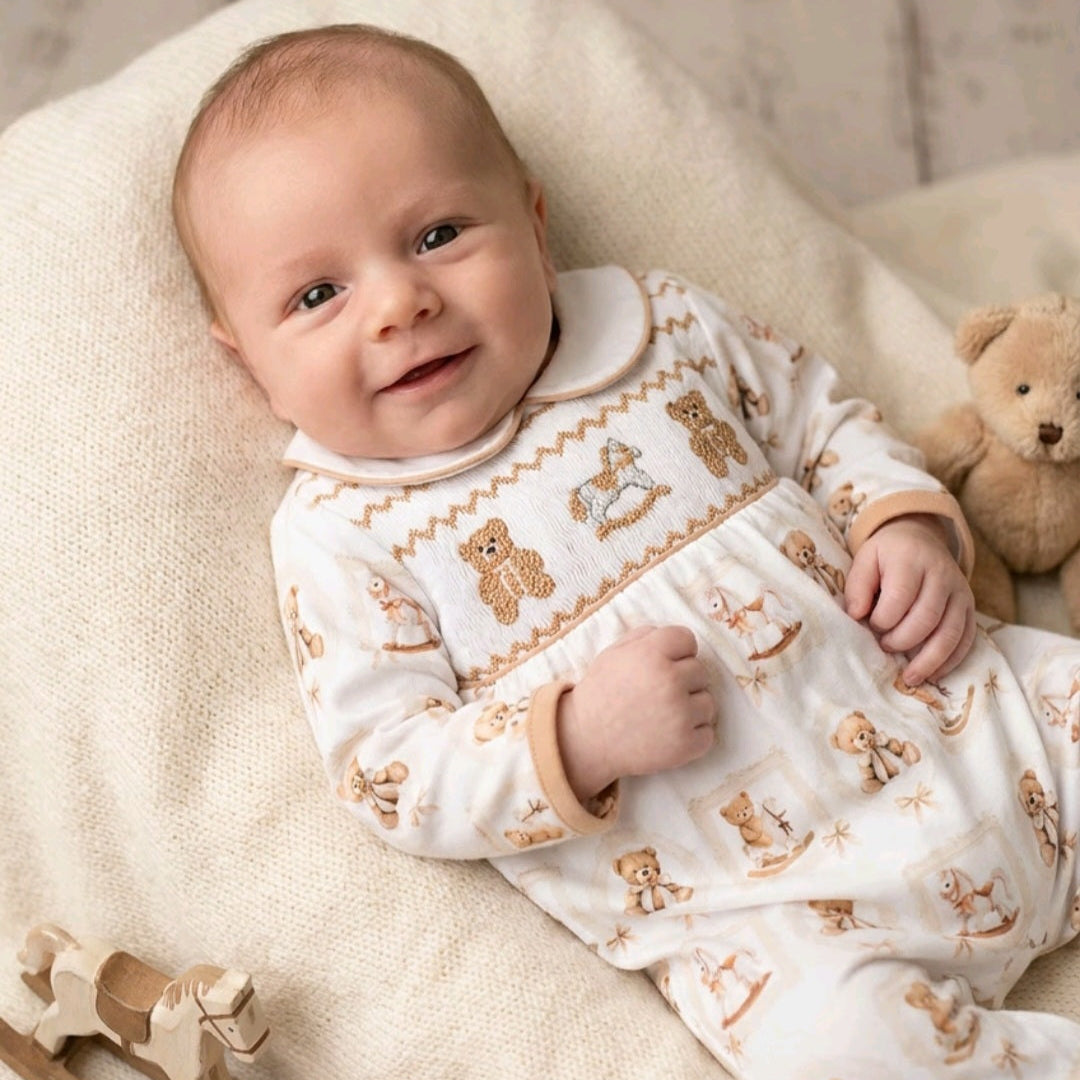 smocked baby boys onesie