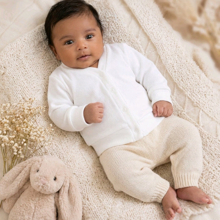Ocean Baby Boys Cardigan White (NB-4Yrs)