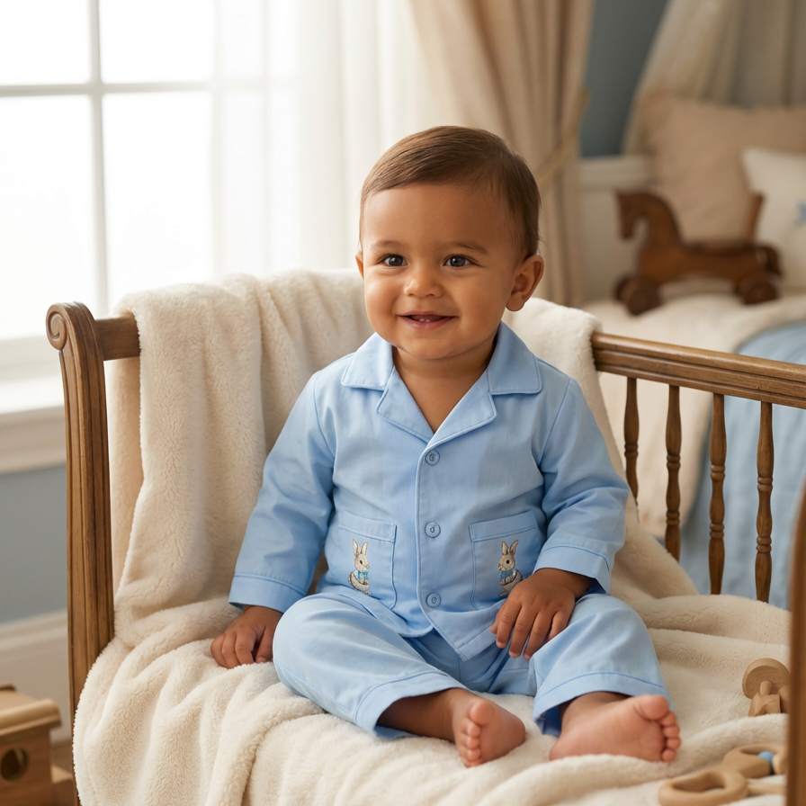 summer baby pjs bunny theme