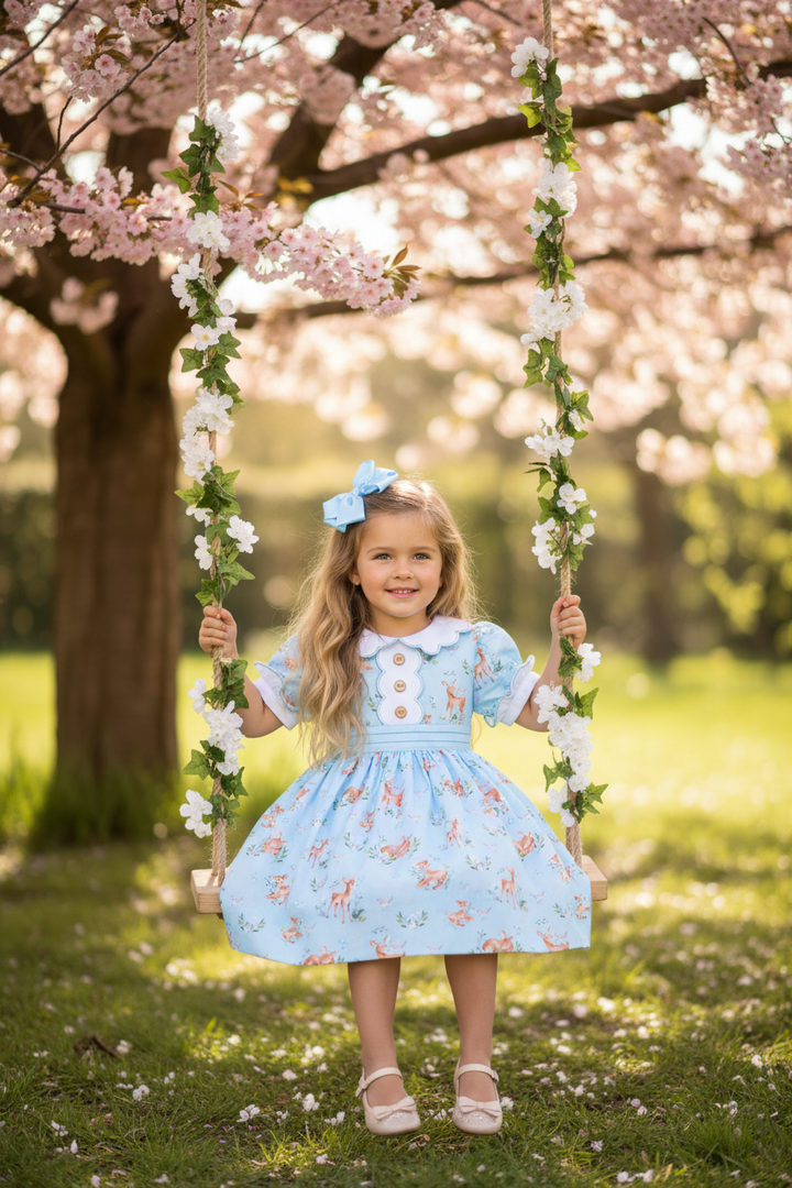 Ocean Baby Girls Classic Blue Bambi Petticoat Layered Dress (3M-10Yrs)