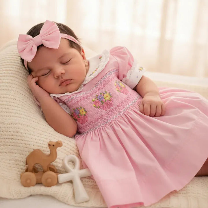 Ocean Baby Girls 'Lotus Basket Berry' Smocked Petticoat Layered Dress (NB-10Yrs)