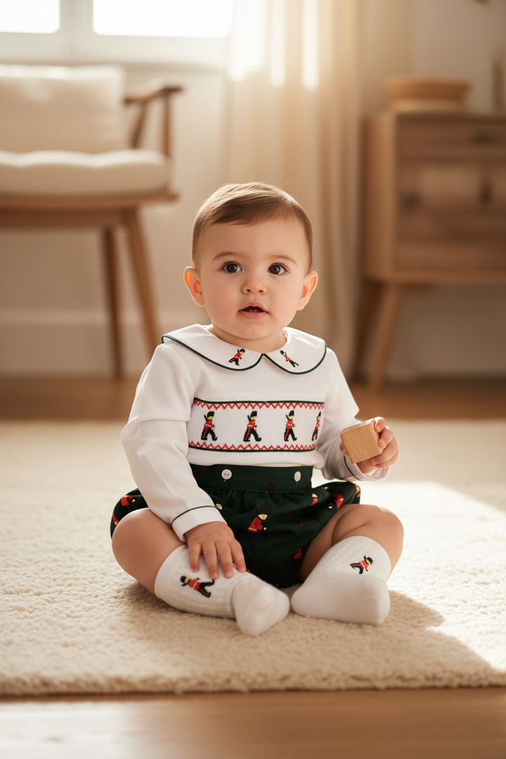 Ocean Baby Boys Emerald London Soldier Smocked Buster Suit Set (NB-3Yrs)