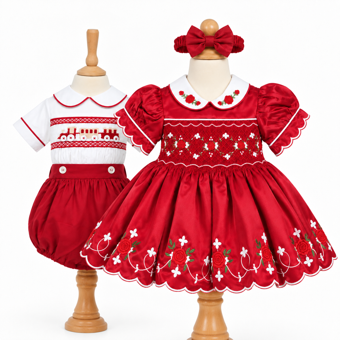 Ocean Baby Girls 'Scarlet Frost' Smocked Petticoat Layered Dress (NB-10Yrs)