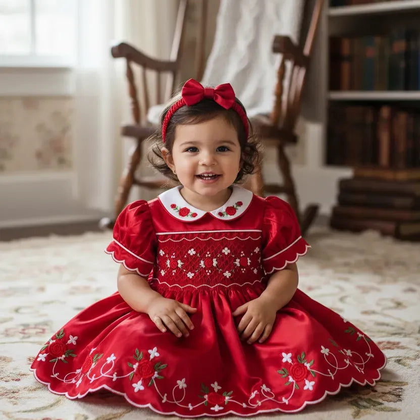 Ocean Baby Girls 'Scarlet Frost' Smocked Petticoat Layered Dress (NB-10Yrs)