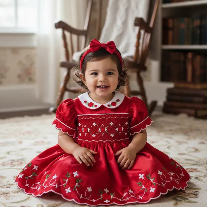 Ocean Baby Girls 'Scarlet Frost' Smocked Petticoat Layered Dress (NB-10Yrs)