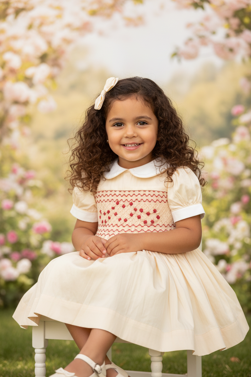 Ocean Baby Girls Antique Gold Sateen Smocked Petticoat Layered Dress - (NB-10Yrs)