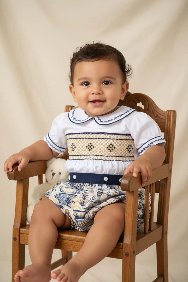 Ocean Baby Boys Smocked Grecian Buster Suit (3M-3Yrs)