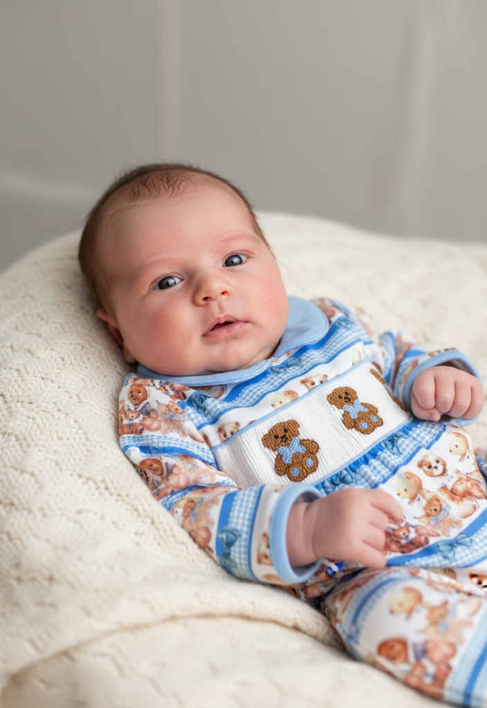 Ocean Baby Boys Smocked 3 Bears Sleepsuit (NB-18M)