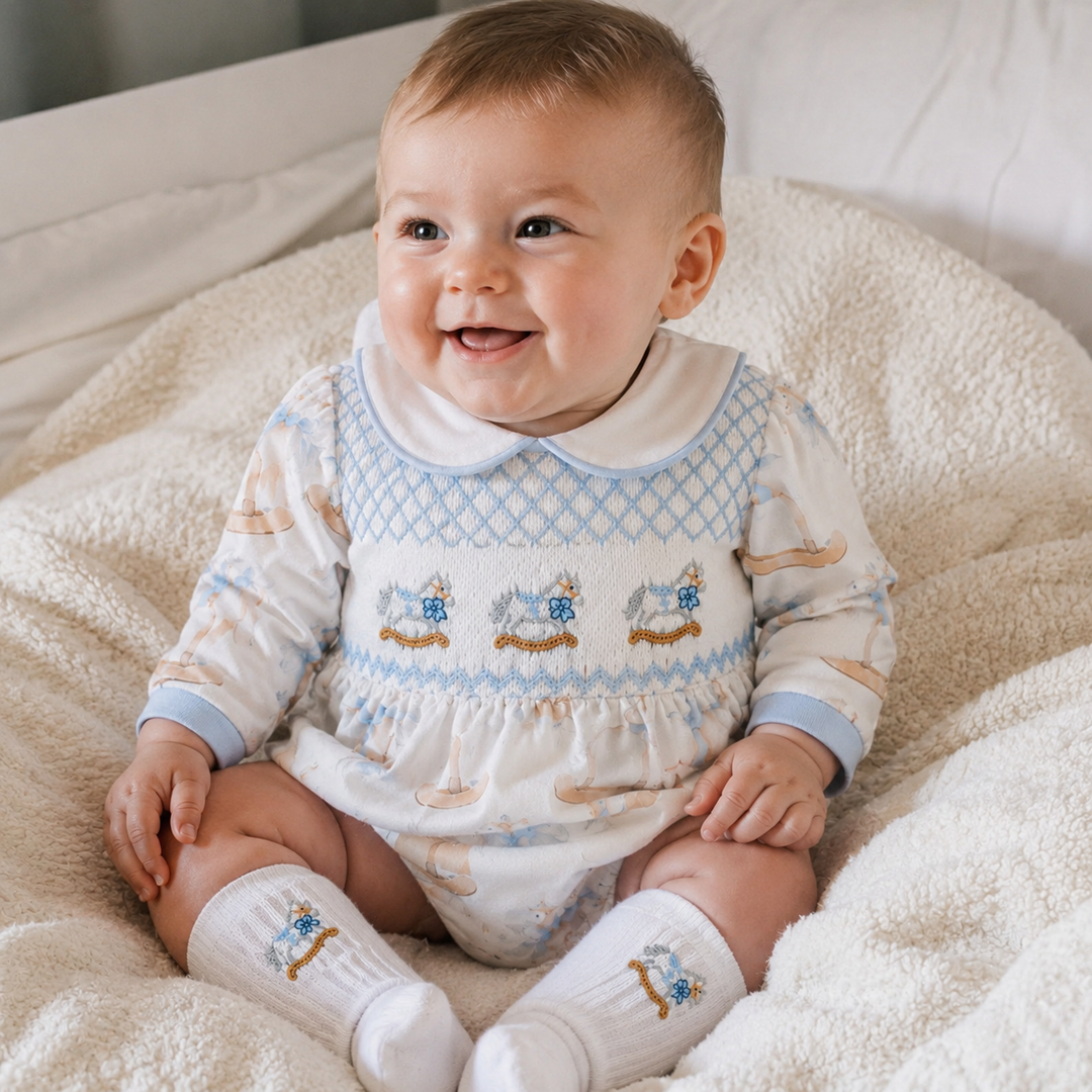 luxury smocked baby boys romper handmade baby clothes