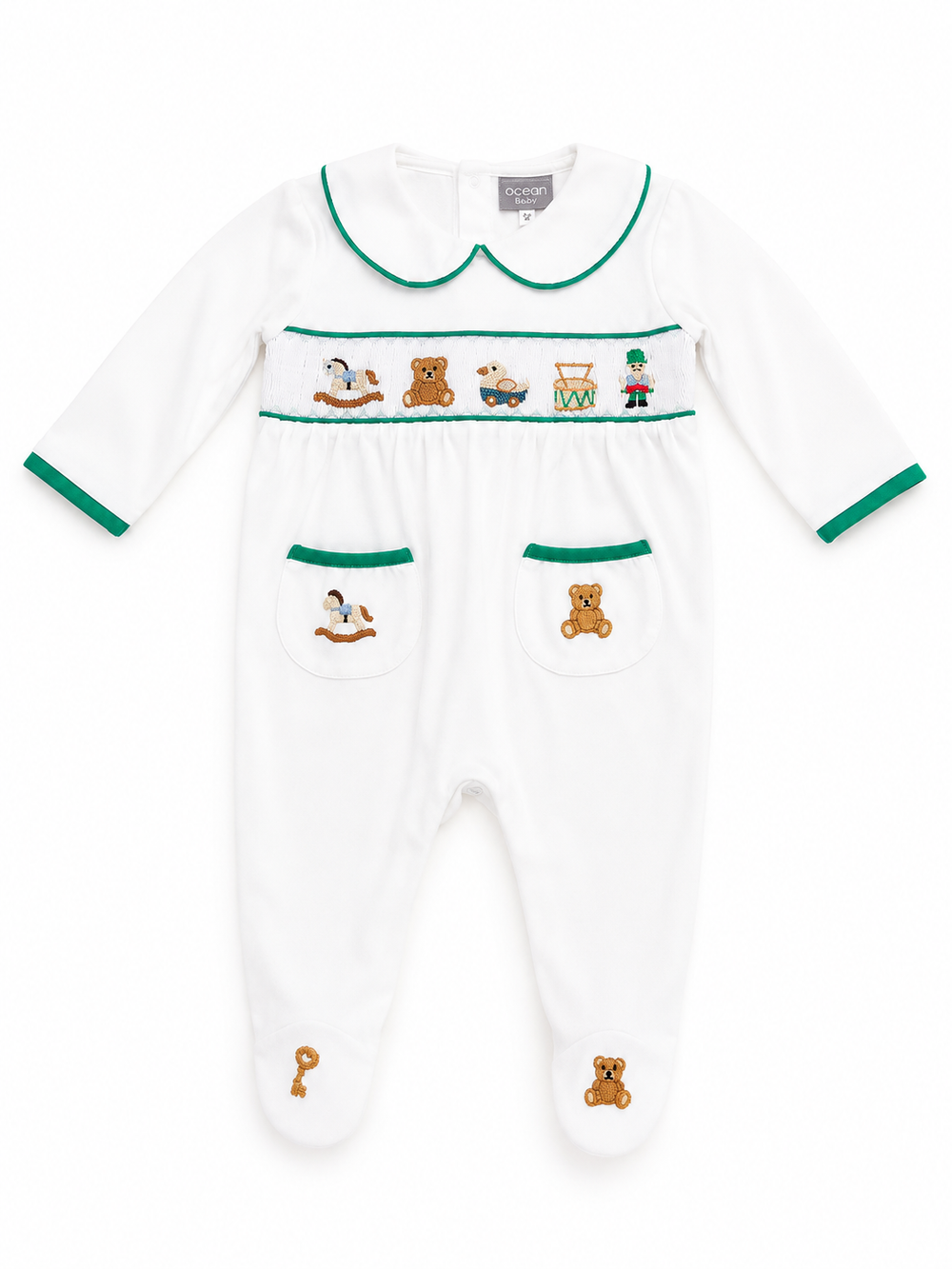 smocked baby boys sleepsuits 