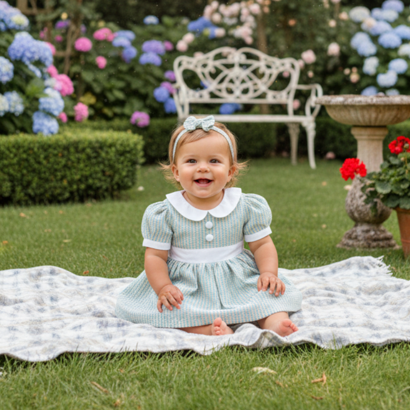 baby girls blue tweed dress