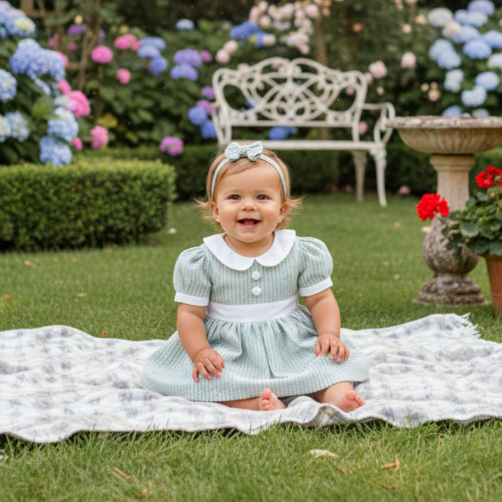 baby girls blue tweed dress