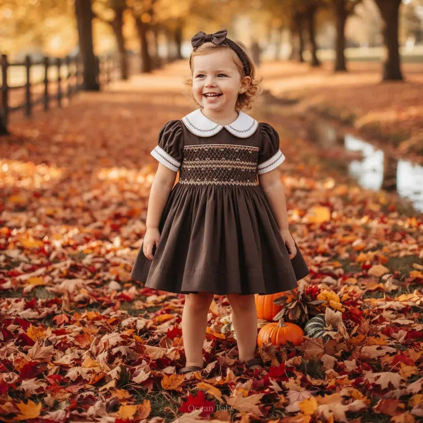 Ocean Baby Girls 'Mulberry Bloom' Sateen Smocked Petticoat Layered Dress - (NB-10Yrs)