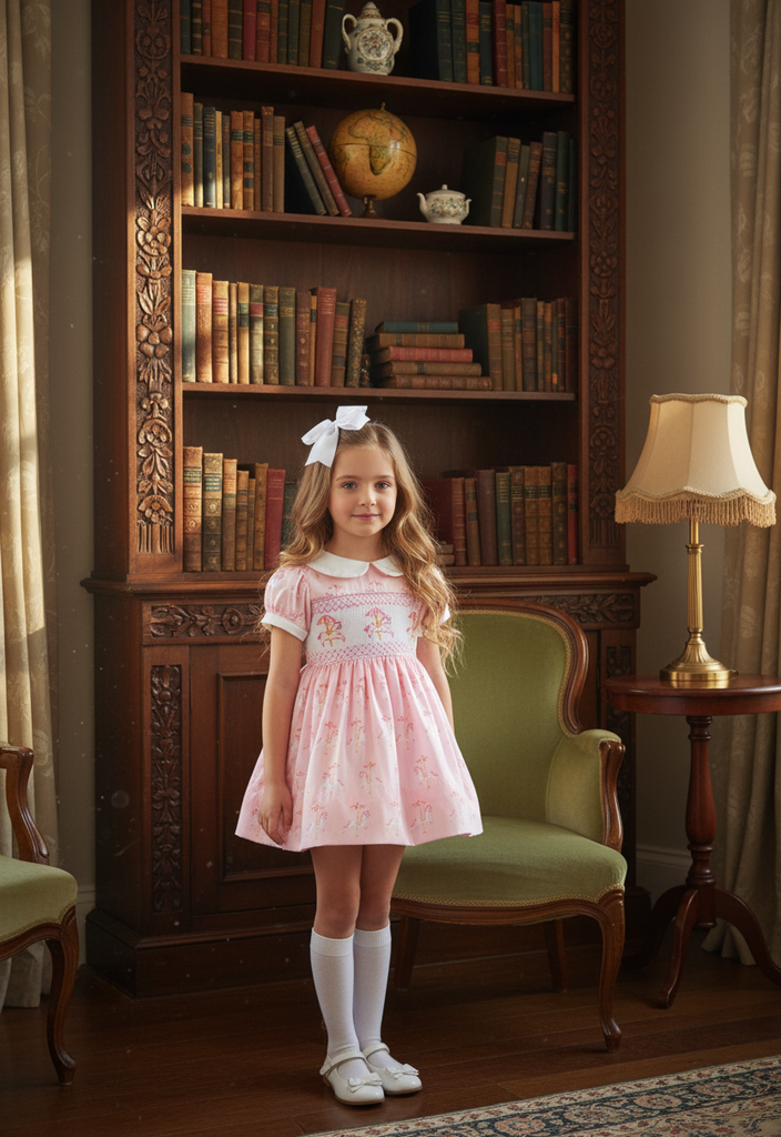 Ocean Baby Smocked Pink Carousel Petticoat Layered Dress (NB-4YRS)